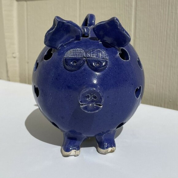 Vtg Stoneware Pottery Pig Piggy Bank Cork Butt - Picture 3 of 9